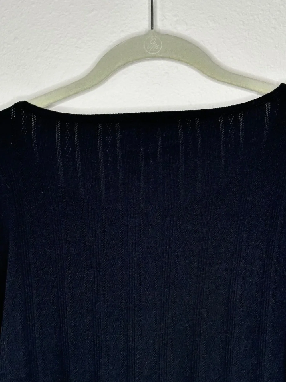 J. Crew Pointelle Short Sleeve Cardigan, Black, Size Large
